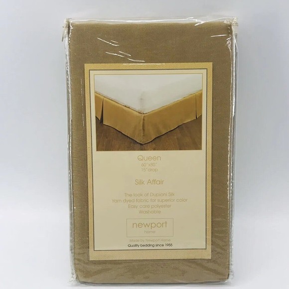 Newport Home Gold Silk Affair Queen Luxury Bedskirt Easy Care Elegant Dupioni - Picture 4 of 5